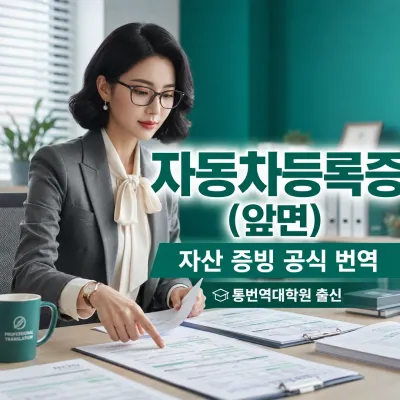 자동차등록증 (앞면) 번역 예시 이미지