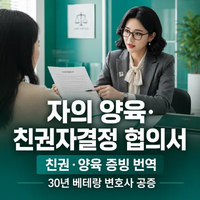 자의 양육과 친권자결정에 관한 협의서 번역 예시 이미지